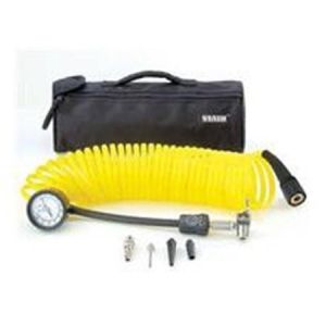 viair 5 in 1 inline inflation/deflation coil hose with 100 psi guage 00025
