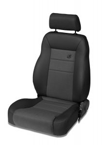 bestop trailmax ii pro front reclining driver seat with fabric front in black denim for 1976 06 jeep cj series, wrangler yj & wrangler tj models 3946115
