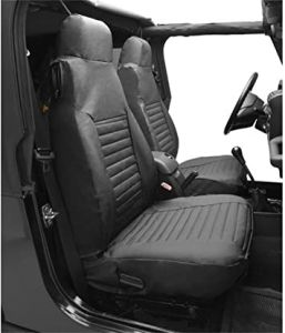 bestop front high back bucket seat covers in black denim for 1997 02 jeep wrangler tj 2922615
