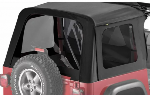 bestop tinted window kit for bestop sunrider soft top in black denim for 1997 06 jeep wrangler tj 5869915